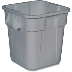 Rubbermaid Square Brute Container, 28 gal Capacity, Square, Sturdy, Handle, Easy to Clean, Rounded Corner, 22.5 in Height x 22.5 in Width x 21.5 in Depth, Plastic, Gray, 6/Carton