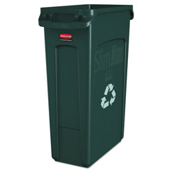 Rubbermaid Slim Jim Recycling Container with Venting Channels, Plastic, 23 gal, Green