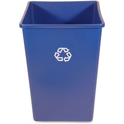 Rubbermaid 35G Square Recycling Container, 35 gal Capacity, Square, Easy to Clean, Weather Resistant, Compact, 27.6 in Height x 19.5 in Width, Plastic, Resin, Blue, 4/Carton