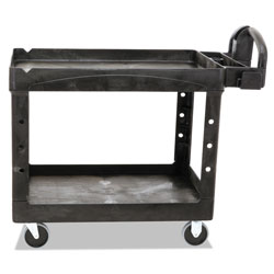 Rubbermaid Heavy-Duty Utility Cart, Two-Shelf, 25 9/10w x 45 1/5d x 32 1/5h, Black