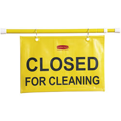 Rubbermaid Safety Sign,  inClosed for Cleaning in, Extends 49-1/2 in, Yellow