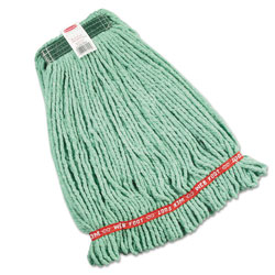 Rubbermaid Web Foot Wet Mop Heads, Shrinkless, Cotton/Synthetic, Green, Medium