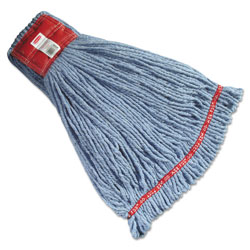Rubbermaid Web Foot Wet Mop Heads, Shrinkless, Cotton/Synthetic, Blue, Large