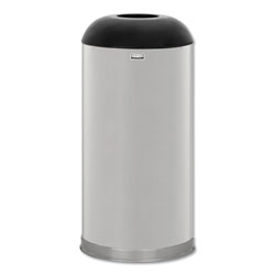 Rubbermaid European & Metallic Drop-In Dome Top Receptacle, Round, 15gal, Satin Stainless