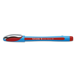 Schneider Slider Memo XB Stick Ballpoint Pen, 1.4 mm, Red Ink, Blue/Red Barrel, 10/Box
