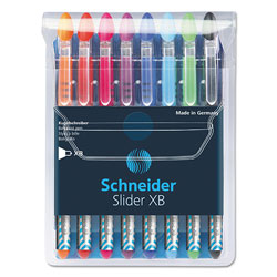 Schneider Slider Stick Ballpoint Pen, 1.4 mm, Assorted Ink/Barrel, 8/Pack
