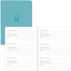 Rediform Password Notebook, 64 Pages, Sewn, 0.4 in x 3.5 in5 in, Light Blue Cover, Compact, Flexible Cover, Note Section, Recycled, 1Each