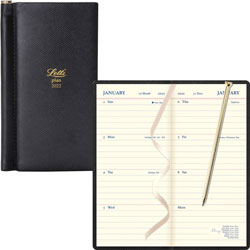 Letts Of London Legacy Heritage Planner, Julian Dates, Weekly, 1 Year, January 2021 till December 2021, 1 Week Double Page Layout, Black, Leather, Notes Area, Reminder Section