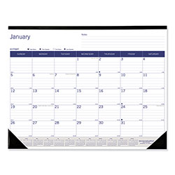 Blueline DuraGlobe Monthly Desk Pad Calendar, 22 x 17, White/Blue/Gray Sheets, Black Binding/Corners, 12-Month (Jan to Dec): 2023