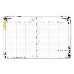 Blueline Soft Cover Design Weekly/Monthly Planner, Floral Watercolor Artwork, 11 x 8.5, White/Blue/Yellow, 12-Month (Jan to Dec): 2022