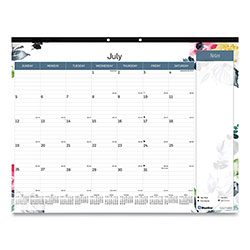 Blueline Spring Monthly Academic Desk Pad Calendar, Flora Artwork, 22 x 17, Black Binding, 18-Month (July to Dec): 2022 to 2023