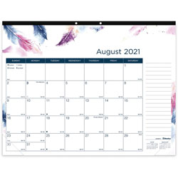 Blueline Boho Academic Desk Pad, Academic, Monthly, 1 Year, August 2021 till July 2022, 1 Month Single Page Layout