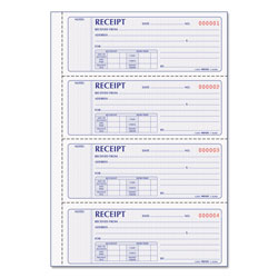 Rediform Money Receipt Book, Softcover, Two-Part Carbonless, 7 x 2.75, 4 Forms/Sheet, 200 Forms Total