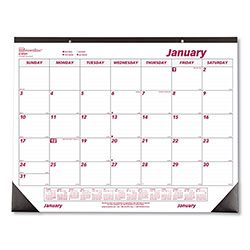 Rediform Monthly Desk Pad Calendar, 22 x 17, White/Burgundy Sheets, Black Binding, Black Corners, 12-Month (Jan to Dec): 2024