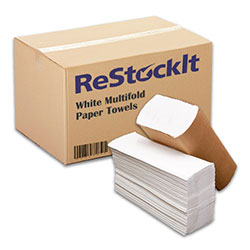 ReStockIt Multifold Paper Towels, 9 in x 9 in, 1 Ply, White, 334 Towels/Pack, 12 Packs/Case, 4008 Towels per Case