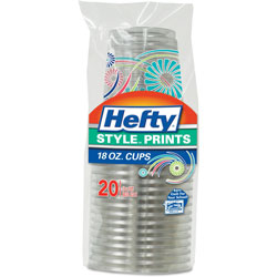 Hefty Plastic Cups, Style Prints, Cold, 18 oz., 20/PK, Clear