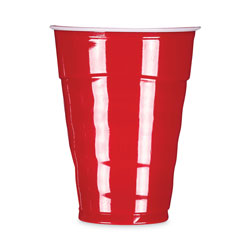 Hefty Easy Grip Disposable Plastic Party Cups, 18 oz, Red, 50/Pack