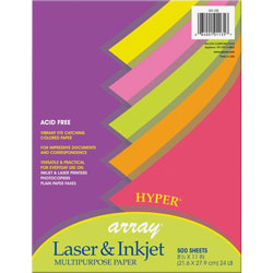 Riverside Paper Array Colored Bond Paper, 24lb, 8-1/2 x 11, Assorted Hyper Colors, 500 Shts/Rm