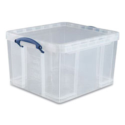 Really Useful Box® Snap-Lid Storage Bin, 11.09 gal, 17.31 in x 20.5 in x 12.25 in, Clear/Blue