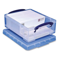 Really Useful Box® Snap-Lid Storage Bin, 2.14 gal, 11 in x 14 in x 5 in, Clear/Blue