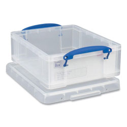 Really Useful Box® Snap-Lid Storage Bin, 2.14 gal, 11 in x 14 in x 5 in, Clear/Blue, 5/Pack