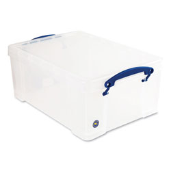 Really Useful Box® Snap-Lid Storage Bin, 2.38 gal, 10.25 in x 14.5 in x 6.25 in, Clear/Blue