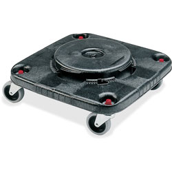 Rubbermaid Brute Square Container Dolly, 300 lb Capacity, Plastic, x 17.3 in x 6.3 in Height, Black, 2/Carton
