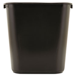 Rubbermaid Deskside Plastic Wastebasket, Rectangular, 7 gal, Black