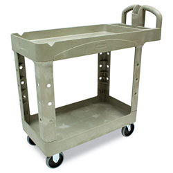 Rubbermaid Heavy-Duty Utility Cart, Two-Shelf, 17.13w x 38.5d x 38.88h, Beige (RUB450088BGE)