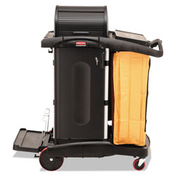 Rubbermaid High-Security Healthcare Cleaning Cart, 22w x 48.25d x 53.5h, Black (RUB9T7500BK)
