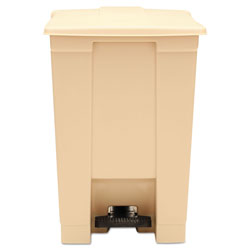 Rubbermaid Indoor Utility Step-On Waste Container, Square, Plastic, 12 gal, Beige (6144BG)