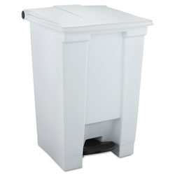 Rubbermaid Indoor Utility Step-On Waste Container, Square, Plastic, 12 gal, White (6144WH)