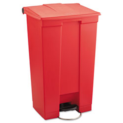 Rubbermaid Indoor Utility Step-On Waste Container, Rectangular, Plastic, 23 gal, Red (6146RD)