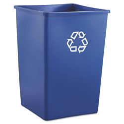 Rubbermaid Recycling Container, Square, Plastic, 35 gal, Blue (RCP3958-06BLU)