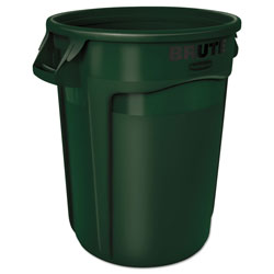 Rubbermaid Round Brute Container, Plastic, 32 gal, Dark Green (RCP2632DGR)