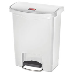 Rubbermaid Slim Jim Resin Step-On Container, Front Step Style, 8 gal, White (RCP1883555)