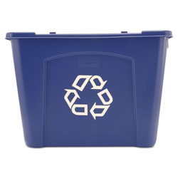 Rubbermaid Stacking Recycle Bin, Rectangular, Polyethylene, 14 gal, Blue (RCP5714-73BLU)