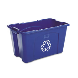 Rubbermaid Stacking Recycle Bin, Rectangular, Polyethylene, 18 gal, Blue