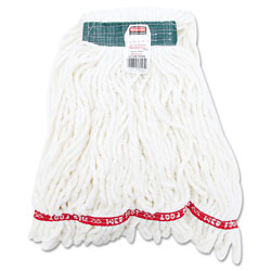 Rubbermaid Web Foot Shrinkless Looped-End Wet Mop Head, Cotton/Synthetic, Medium, White (RUBA21206WHI)