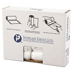 InteplastPitt High-Density Commercial Can Liners, 10 gal, 8 microns, 24 in x 24 in, Natural, 1,000/Carton