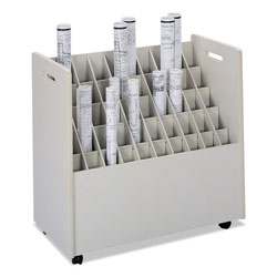 Safco Laminate Mobile Roll Files, 50 Compartments, 30.25w x 15.75d x 29.25h, Putty