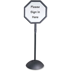 Safco Double Sided Sign, Magnetic/Dry Erase Steel, 19 1/4 x 19 1/4, White, Black Frame