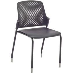 Safco Next Stack Chair, Black Polypropylene Seat, Black Polypropylene Back, Tubular Steel Frame, Four-legged Base, 4/Carton