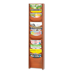Safco Solid Wood Wall-Mount Literature Display Rack, 11.25w x 3.75d x 48.75h, Cherry