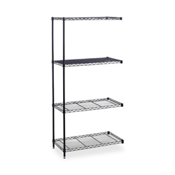 Safco Industrial Wire Shelving Add-On, 36 in x 24 in, 4 Shelves, Black