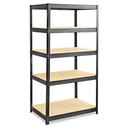 Safco Boltless Steel/Particleboard Shelving, Five-Shelf, 36w x 24d x 72h, Black