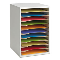 Safco Wood Vertical Desktop Literature Sorter, 11 Sections 10 5/8 x 11 7/8 x 16, Gray