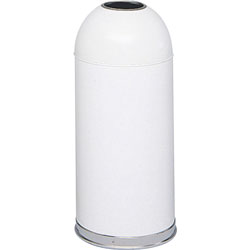 Safco Dome Open Top Metal Indoor Trash Can, 15 Gallon, White