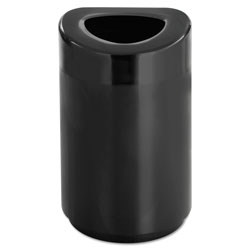 Safco Open Top Round Waste Receptacle, Steel, 30 gal, Black