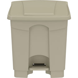 Safco Plastic Step-on Waste Receptacle - 8 gal Capacity - Easy to Clean, Foot Pedal, Lightweight - 17.3 in Height x 16 in Width x 16 in Depth - Plastic - Tan - 1 Carton